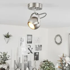 hofstein Plafonnier Gadmen Chrome, Nickel mat, 1 lumière