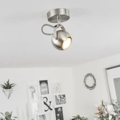 hofstein Plafonnier Gadmen Chrome, Nickel mat, 1 lumière