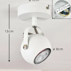 hofstein Plafonnier Gadmen Chrome, Blanc, 1 lumière