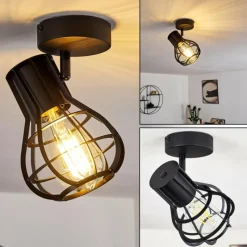 Luminaires Rustiques-hofstein Plafonnier Gainesville Noir, 1 lumière