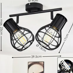 Luminaires Rustiques-hofstein Plafonnier Gainesville Noir, 2 lumières