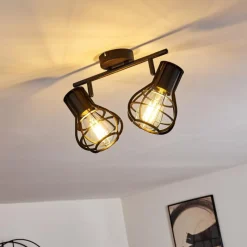 Luminaires Rustiques-hofstein Plafonnier Gainesville Noir, 2 lumières