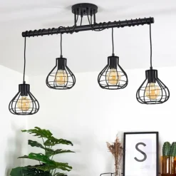 Lampes Vintages & Rétros-hofstein Plafonnier Gainsville Noir, 4 lumières