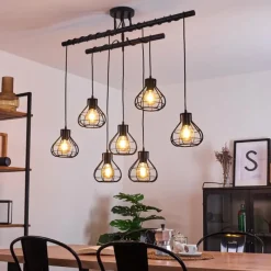 Lampes Vintages & Rétros-hofstein Plafonnier Gainsville Noir, 7 lumières