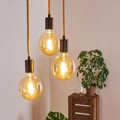 Luminaires Scandinaves-hofstein Plafonnier Garland Bois foncé, Noir, 3 lumières