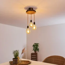 Luminaires Scandinaves-hofstein Plafonnier Garland Bois foncé, Noir, 3 lumières