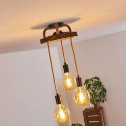 Luminaires Scandinaves-hofstein Plafonnier Garland Bois foncé, Noir, 3 lumières