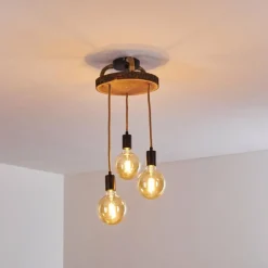 Luminaires Scandinaves-hofstein Plafonnier Garland Bois foncé, Noir, 3 lumières