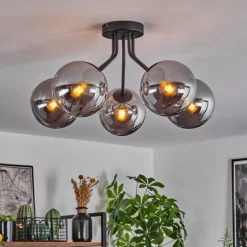 hofstein Plafonnier Gastor Noir, 5 lumières