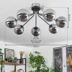 hofstein Plafonnier Gastor Noir, 7 lumières