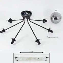 hofstein Plafonnier Gastor Noir, 7 lumières