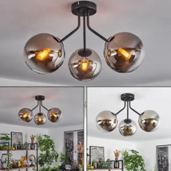 hofstein Plafonnier Gastor Noir, 3 lumières