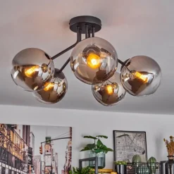 hofstein Plafonnier Gastor Noir, 5 lumières