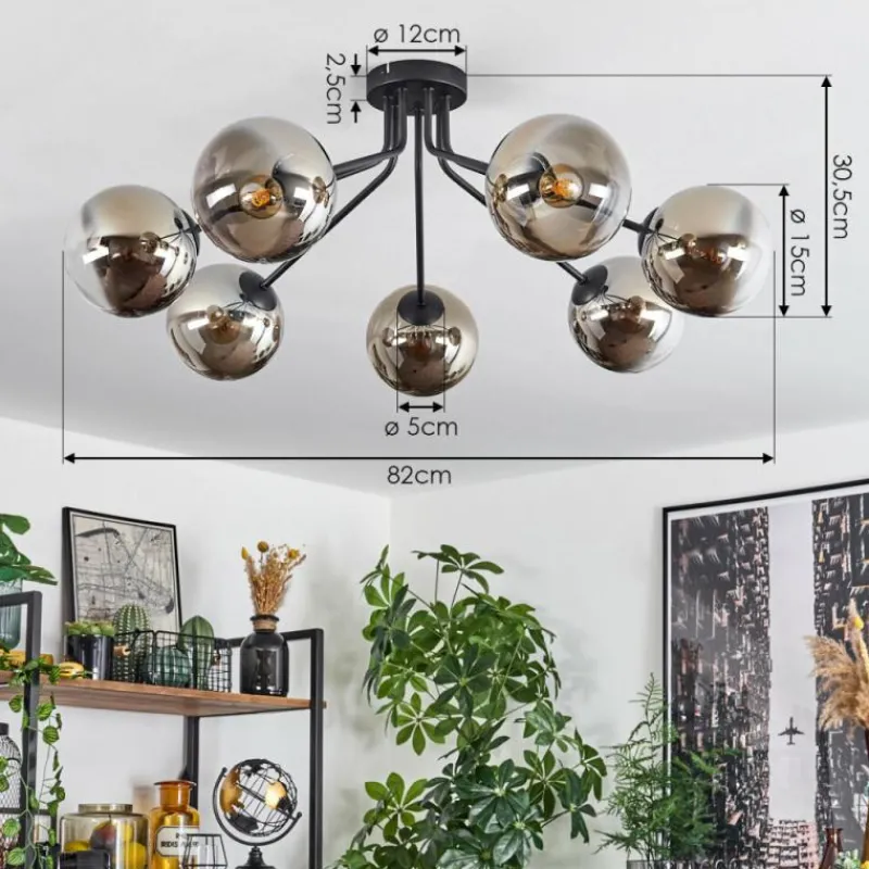 hofstein Plafonnier Gastor Noir, 7 lumières