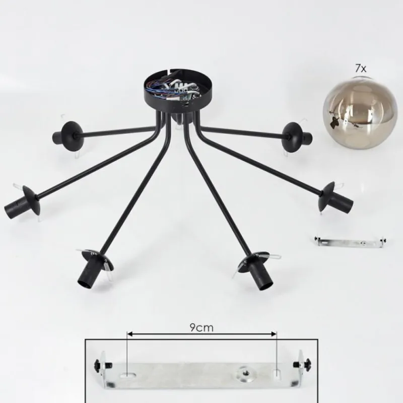 hofstein Plafonnier Gastor Noir, 7 lumières