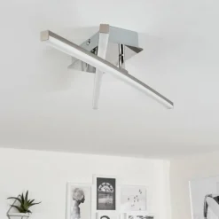 hofstein Plafonnier Georgina LED Chrome, 2 lumières* Éclairage Led