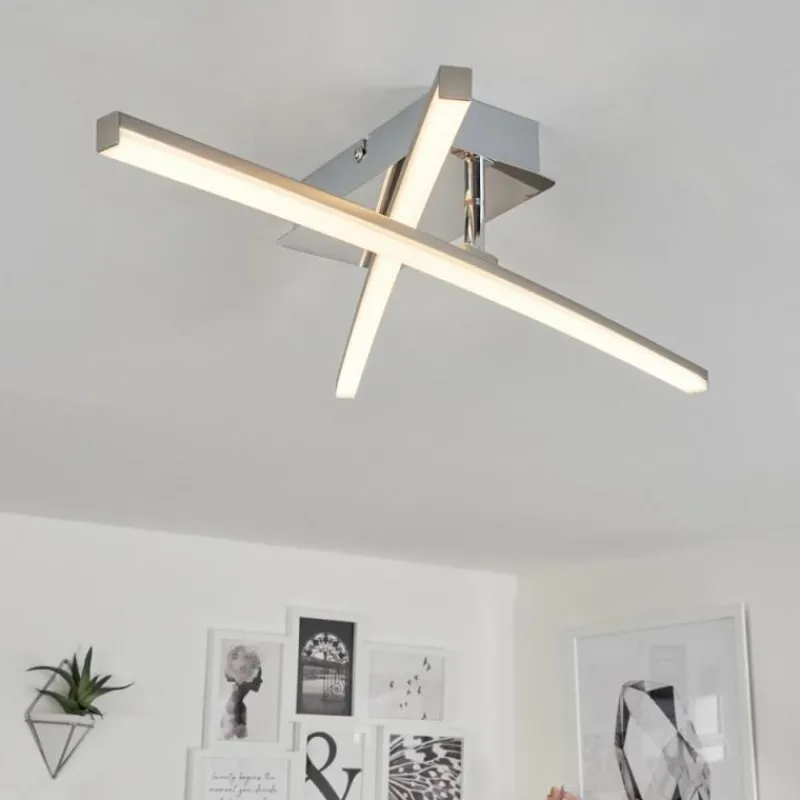hofstein Plafonnier Georgina LED Chrome, 2 lumières* Éclairage Led