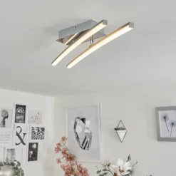 hofstein Plafonnier Georgina LED Chrome, 2 lumières* Éclairage Led