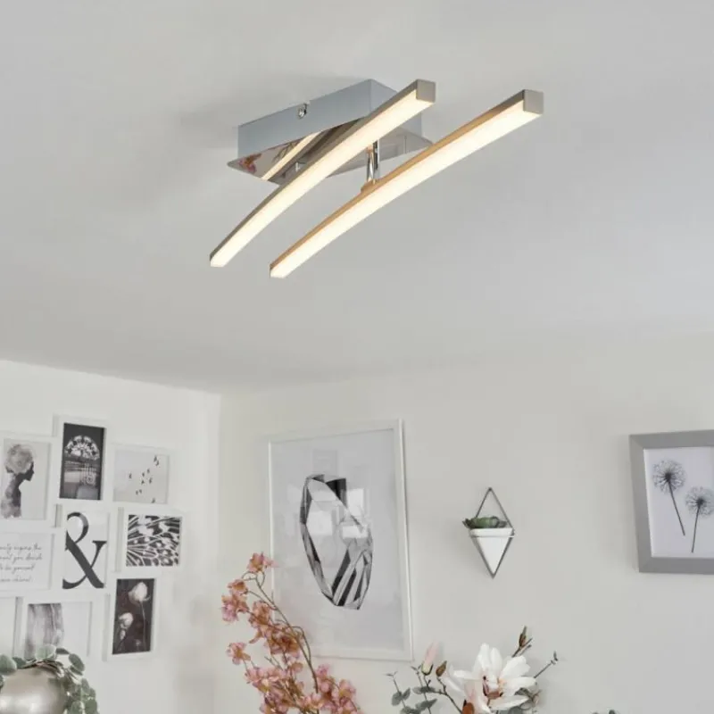 hofstein Plafonnier Georgina LED Chrome, 2 lumières* Éclairage Led