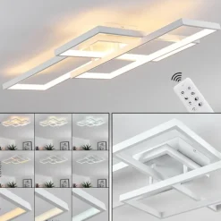 hofstein Plafonnier Ghana LED Blanc, 4 lumières, Télécommandes, Changeur de couleurs