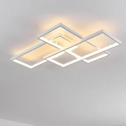 hofstein Plafonnier Ghana LED Blanc, 4 lumières, Télécommandes, Changeur de couleurs