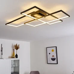 hofstein Plafonnier Ghana LED Noir, 1 lumière, Télécommandes