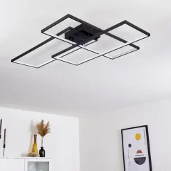 hofstein Plafonnier Ghana LED Noir, 1 lumière, Télécommandes