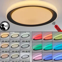 hofstein Plafonnier Gladstone LED Noir, Blanc, 1 lumière, Télécommandes