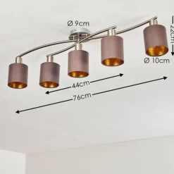 Lampes En Tissu-hofstein Plafonnier Glane Nickel mat, 5 lumières