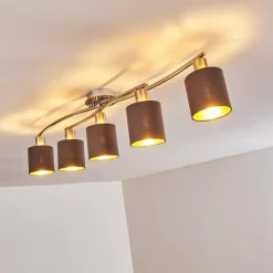 Lampes En Tissu-hofstein Plafonnier Glane Nickel mat, 5 lumières