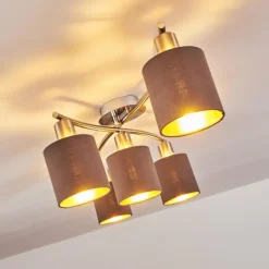 Lampes En Tissu-hofstein Plafonnier Glane Nickel mat, 5 lumières