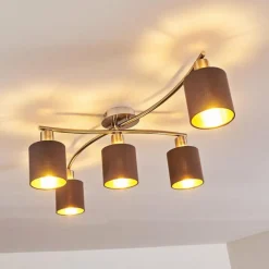 Lampes En Tissu-hofstein Plafonnier Glane Nickel mat, 5 lumières