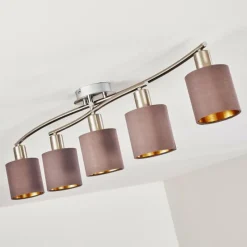 Lampes En Tissu-hofstein Plafonnier Glane Nickel mat, 5 lumières