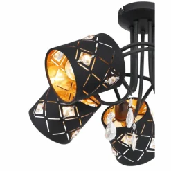 Lampes En Tissu-Luminaires Globo Lighting Plafonnier Globo ABBEY Noir, 5 lumières