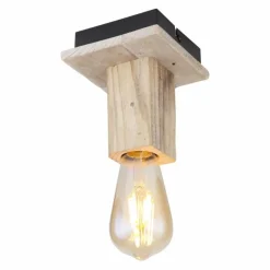 Lampes Vintages & Rétros-Luminaires Globo Lighting Plafonnier Globo ADALIE Bois clair, Noir, 1 lumière