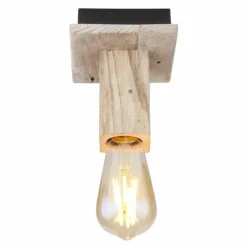 Lampes Vintages & Rétros-Luminaires Globo Lighting Plafonnier Globo ADALIE Bois clair, Noir, 1 lumière