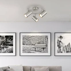 Luminaires Globo Lighting Plafonnier Globo ALLVI Nickel mat, 3 lumières* Spots Et Projecteurs