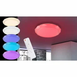Luminaires Globo Lighting Plafonnier Globo Andi LED Blanc, 2 lumières, Télécommandes, Changeur de couleurs* Éclairage Led