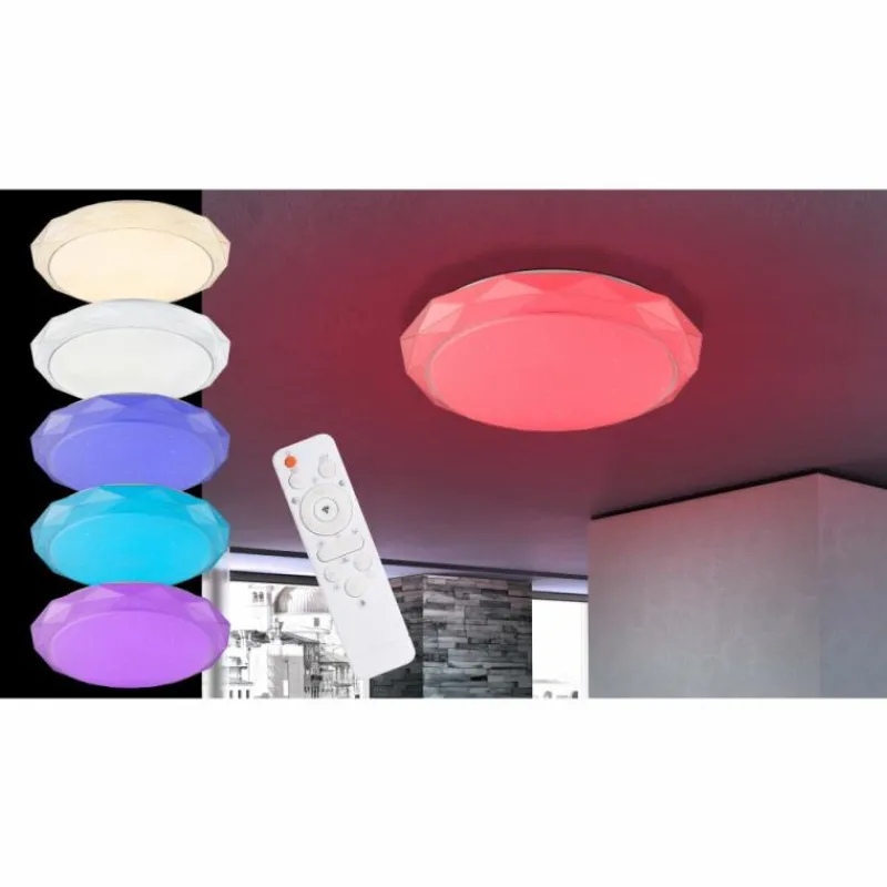 Luminaires Globo Lighting Plafonnier Globo Andi LED Blanc, 2 lumières, Télécommandes, Changeur de couleurs* Éclairage Led