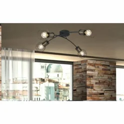 Lampes Dorées-Luminaires Globo Lighting Plafonnier Globo ARGUSTO Noir, 4 lumières