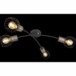 Lampes Dorées-Luminaires Globo Lighting Plafonnier Globo ARGUSTO Noir, 4 lumières