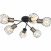 Lampes Dorées-Luminaires Globo Lighting Plafonnier Globo ARGUSTO Noir, 6 lumières