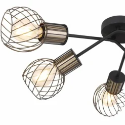 Lampes Dorées-Luminaires Globo Lighting Plafonnier Globo ARGUSTO Noir, 6 lumières