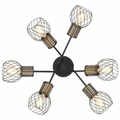 Lampes Dorées-Luminaires Globo Lighting Plafonnier Globo ARGUSTO Noir, 6 lumières