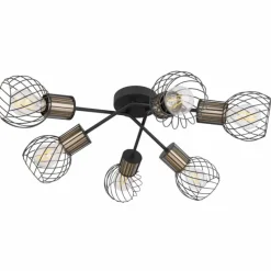 Lampes Dorées-Luminaires Globo Lighting Plafonnier Globo ARGUSTO Noir, 6 lumières
