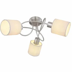 Lampes En Tissu-Luminaires Globo Lighting Plafonnier Globo AVA Nickel mat, 3 lumières