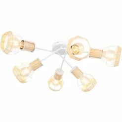 Lampes En Tissu-Luminaires Globo Lighting Plafonnier Globo BANA Blanc, 6 lumières