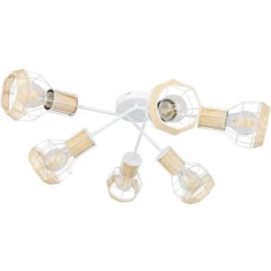 Lampes En Tissu-Luminaires Globo Lighting Plafonnier Globo BANA Blanc, 6 lumières