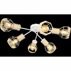 Lampes En Tissu-Luminaires Globo Lighting Plafonnier Globo BANA Blanc, 6 lumières
