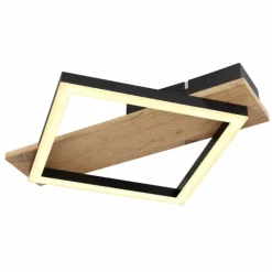 Lampes En Bois-Luminaires Globo Lighting Plafonnier Globo BEATRIX LED Couleur bois, Noir, 1 lumière